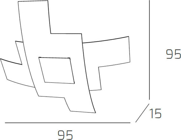 Plafoniera-Moderna-Tetris-Color-Met.-Foglia-Argento-Vetro-Bianco-4-Luci-E27-95Cm