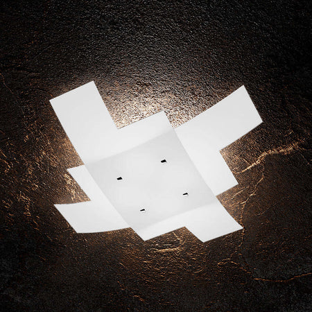 Plafoniera-Moderna-Tetris-Metallo-Bianco-Vetro-4-Luci-E27-75Cm