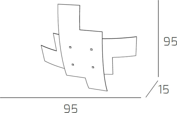 Plafoniera-Moderna-Tetris-Metallo-Bianco-Vetro-4-Luci-E27-95Cm