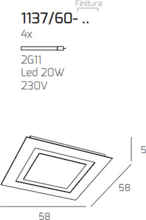Plafoniera-moderna-Top-Light-CARPET-1137-60-2G11-LED-metallo-lampada-soffitto