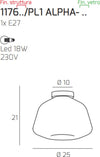 Plafoniera-moderna-Top-Light-DOUBLE-SKIN-1176CR-PL1-ALPHA-VE-E27-LED-vetro-lampada-soffitto