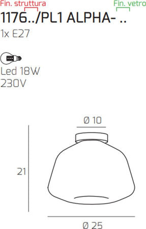 Plafoniera-moderna-Top-Light-DOUBLE-SKIN-1176CR-PL1-ALPHA-VE-E27-LED-vetro-lampada-soffitto