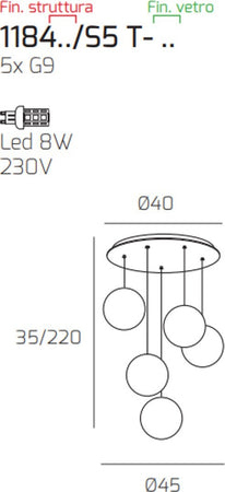 Plafoniera-moderna-Top-Light-ECLIPSE-1184BI-S5-T-BF-G9-LED-vetro-lampada-soffitto