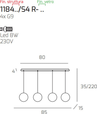 Plafoniera-moderna-Top-Light-ECLIPSE-1184OS-S4-R-BT-G9-LED-vetro-lampada-soffitto