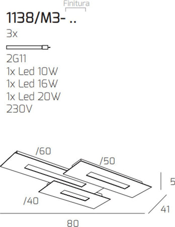 Plafoniera-moderna-Top-Light-WALLY-1138-M3-2G11-LED-metallo-lampada-soffitto