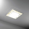 Plafoniera-Moderna-Tray-Metallo-Bianco-Vetro-Foglia-Oro-4-Luci-E27