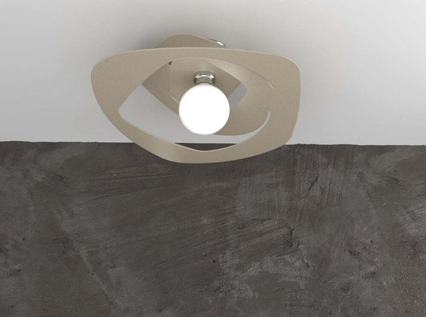 Plafoniera-Moderna-Warped-Metallo-Sabbia-1-Luce-E27-D.50Cm