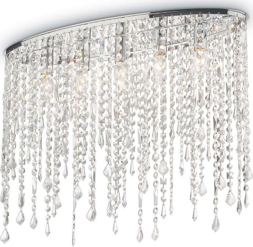 Plafoniera-moderno-Ideal-Lux-RAIN-PL5-008455-E14-LED-metallo-cristallo-lampada-soffitto