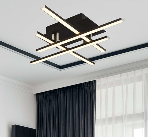 Plafoniera-Moderno-Matrice-Acciaio-Nero-Policarbonato-Bianco-Led-19,3W-3000K