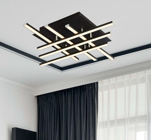 Plafoniera-Moderno-Matrice-Acciaio-Nero-Policarbonato-Bianco-Led-23W-3000K