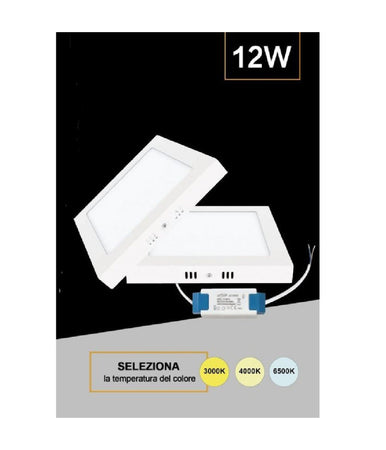 Plafoniera Pannello Led 12 Watt Quadrato Cct Tre Colorazione Di Luce P170b-q3c