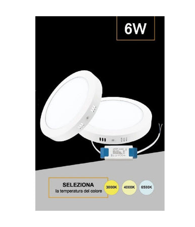 Plafoniera Pannello Led 6w Cct 3 Colorazione Luce Fredda Calda Naturale P120b-t3c