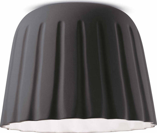 Plafoniera-Piccola-Vintage-Decò-Madame-Gres-Ceramica-Grigio-Nerastro-1-Luce-E27