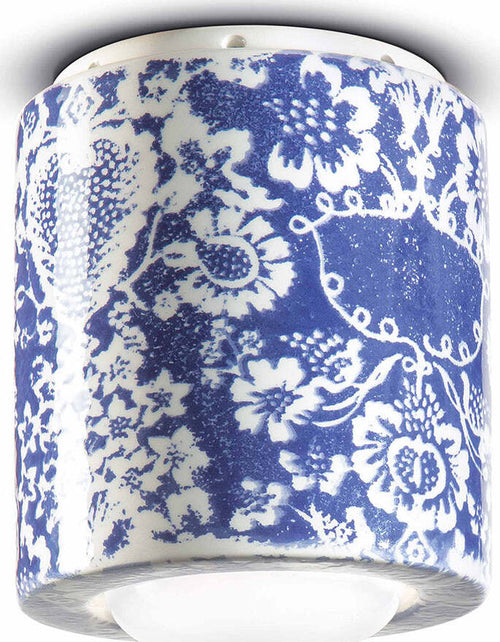 Plafoniera-Piccola-Vintage-Decò-Pi-Ceramica-Ming-Blu-1-Luce-E27