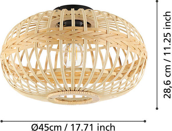 Plafoniera-Rustica-Amsfield-1-Luce-Metallo-Nero-E-Legno