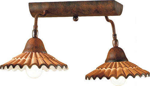 Plafoniera-rustica-Due-P-illuminazione-VANIA-PL2-E27-LED-ceramica-lampada-soffitto