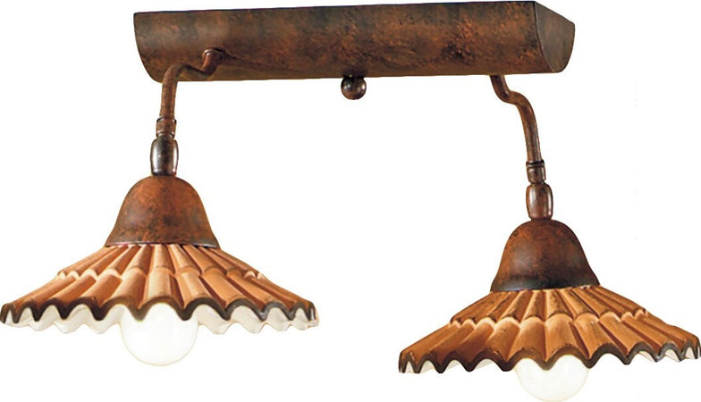 Plafoniera-rustica-Due-P-illuminazione-VANIA-PL2-E27-LED-ceramica-lampada-soffitto