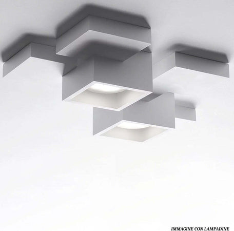 Plafoniera-SF-SIDE-T292-GX53-20W-LED-gesso-bianco-verniciabile-lampada-soffitto-quadrati-interno
