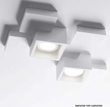 Plafoniera-SF-SIDE-T292-GX53-20W-LED-gesso-bianco-verniciabile-lampada-soffitto-quadrati-interno