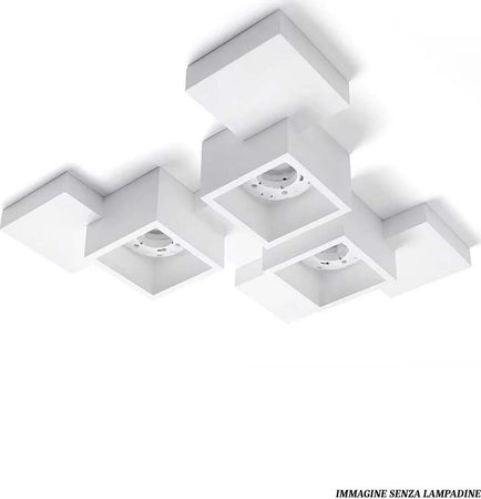 Plafoniera-SF-SIDE-T293-GX53-30W-LED-gesso-bianco-verniciabile-lampada-soffitto-quadrata-interno