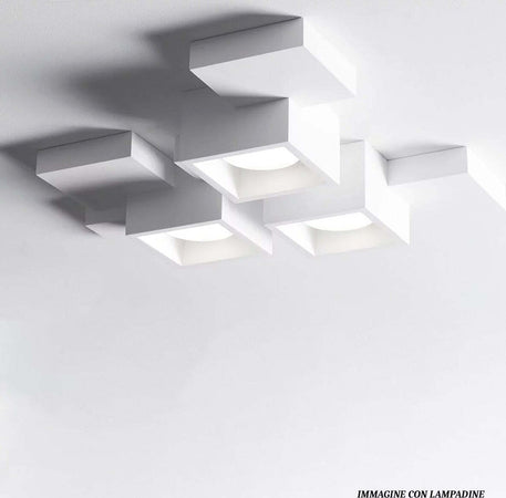 Plafoniera-SF-SIDE-T293-GX53-30W-LED-gesso-bianco-verniciabile-lampada-soffitto-quadrata-interno