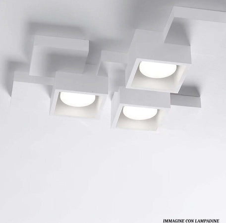 Plafoniera-SF-SIDE-T293-GX53-30W-LED-gesso-bianco-verniciabile-lampada-soffitto-quadrata-interno