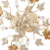Plafoniera-Shabby-Edera-4-Luci-Ferro-Battuto-Avorio-Oro-Con-Foglie-E-Cristalli