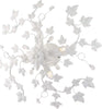 Plafoniera-Shabby-Edera-4-Luci-Ferro-Battuto-Bianco-Con-Foglie-E-Cristalli