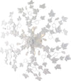 Plafoniera-Shabby-Edera-6-Luci-Ferro-Battuto-Bianco-Con-Foglie-E-Cristalli