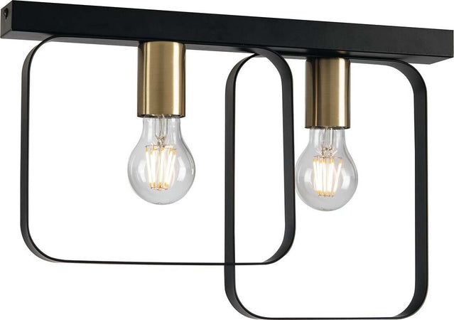 Plafoniera Smith Nera 2Xe27 41,5X27X5Cm Illuminazione/Illuminazione per interni/Lampadari lampade a sospensione e plafoniere/Plafoniere Led Mall Home - Napoli, Commerciovirtuoso.it