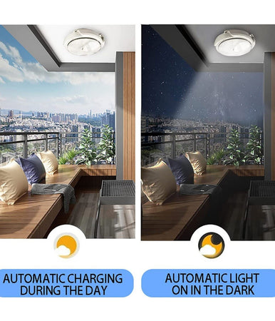 Plafoniera Solare Lampada Sensore Crepuscolare Tonda 60w Dimmerabile Telecomando