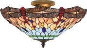 Plafoniera-Tiffany-Libellula-Metallo-Ottone-Vetro-1-Luce-E14