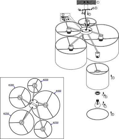 Plafoniera-Trio-Lighting-HOTEL-E27-LED-tessuto-lampada-soffitto-multiluce-classica-interno