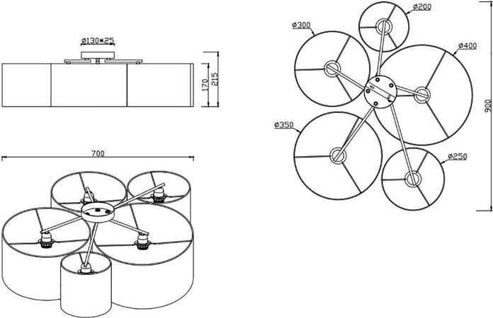 Plafoniera-Trio-Lighting-HOTEL-E27-LED-tessuto-lampada-soffitto-multiluce-classica-interno