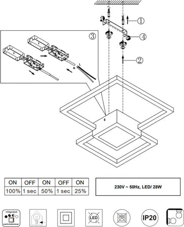 Plafoniera-Trio-Lighting-HYDRA-28W-LED-2600LM-3000°K-dimmerabile-metallo-lampada-parete-soffitto-interno