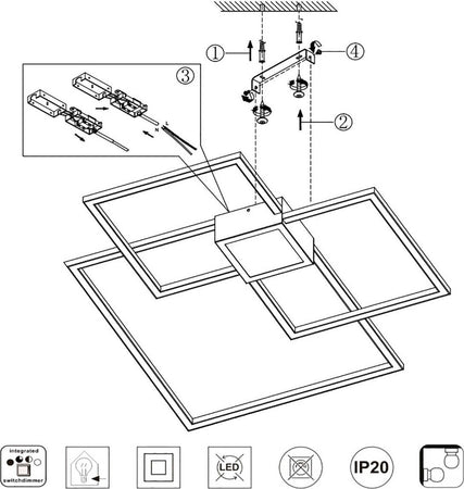 Plafoniera-Trio-Lighting-HYDRA-38W-LED-4000LM-3000°K-dimmerabile-metallo-lampada-parete-soffitto-interno