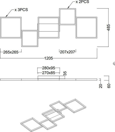 Plafoniera-Trio-Lighting-SORRENTO-34W-LED-3400LM-3000°K-dimmerabile-metallo-lampada-soffitto-rettangolare-ultramoderna-interno