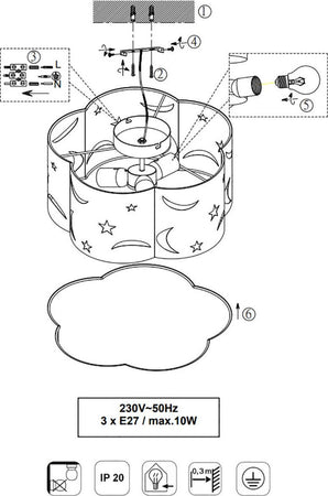 Plafoniera-Trio-Lighting-TR-MOONY-E27-LED-tessuto-lampada-soffitto-cilindro-bambine-camerette-interno