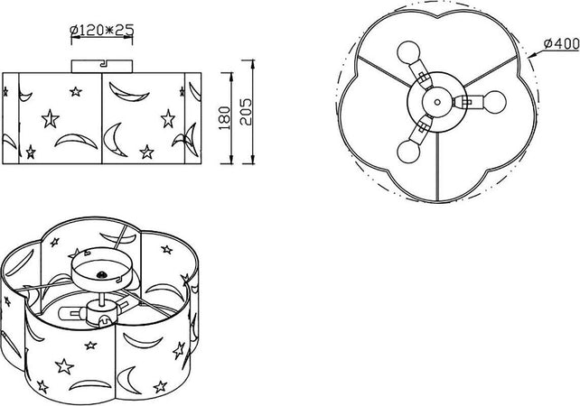 Plafoniera-Trio-Lighting-TR-MOONY-E27-LED-tessuto-lampada-soffitto-cilindro-bambine-camerette-interno