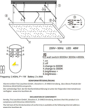 Plafoniera-Trio-Lighting-TR-TITUS-48W-LED-4300LM-3000°K-bianco-dinamico-dimmerabile-lampada-parete-soffitto-cielo-stellato
