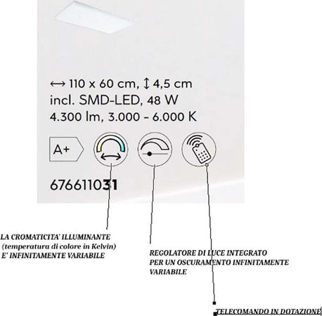 Plafoniera-Trio-Lighting-TR-TITUS-48W-LED-4300LM-3000°K-bianco-dinamico-dimmerabile-lampada-parete-soffitto-cielo-stellato