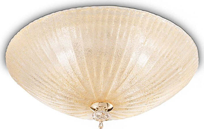 Plafoniera-vetro-graniglia-ambra-Ideal-Lux-SHELL-140179-40-E27-LED-lampada-soffitto-parete-classica