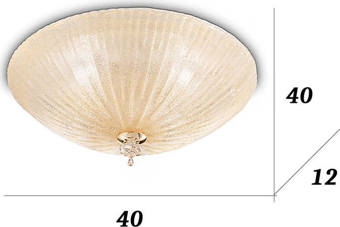 Plafoniera-vetro-graniglia-ambra-Ideal-Lux-SHELL-140179-40-E27-LED-lampada-soffitto-parete-classica