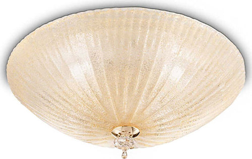 Plafoniera-vetro-graniglia-ambra-Ideal-Lux-SHELL-140186-50-E27-LED-lampada-soffitto-parete-classica