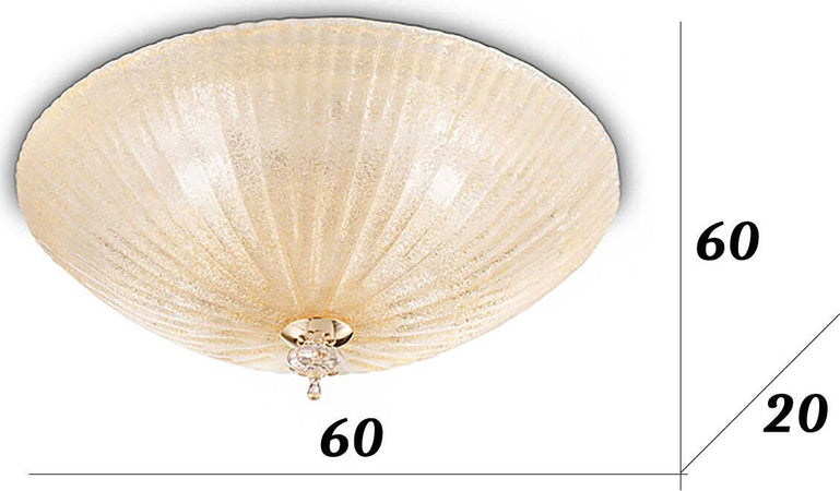 Plafoniera-vetro-graniglia-ambra-Ideal-Lux-SHELL-140193-60-E27-LED-lampada-soffitto-parete-classica
