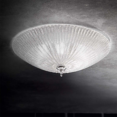 Plafoniera-vetro-graniglia-trasparente-Ideal-Lux-SHELL-008615-50-E27-LED-lampada-soffitto-parete-classica