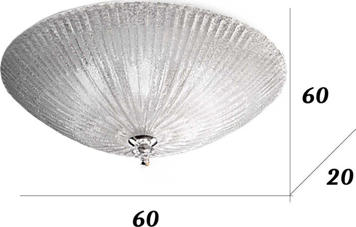 Plafoniera-vetro-graniglia-trasparente-Ideal-Lux-SHELL-008622-60-E27-LED-lampada-soffitto-parete-classica
