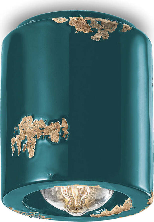 Plafoniera-Vintage-Cilindrica-Ceramica-Verde-1-Luce-E27