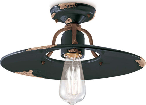 Plafoniera-Vintage-Country-Ferro-E-Ceramica-Nero-1-Luce-E27