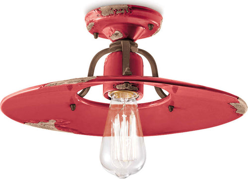 Plafoniera-Vintage-Country-Ferro-E-Ceramica-Rosso-1-Luce-E27